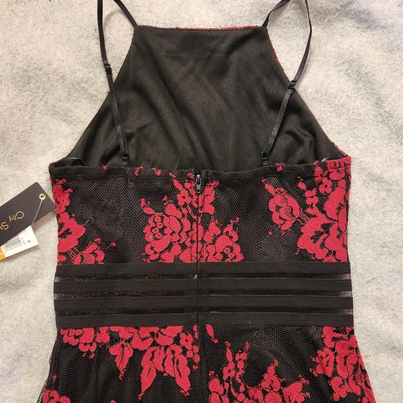 CITY STUDIO Red Black Lace Party Prom Mini Dress - Sz 3 - NEW w/ TAGS NWT - Picture 8 of 9